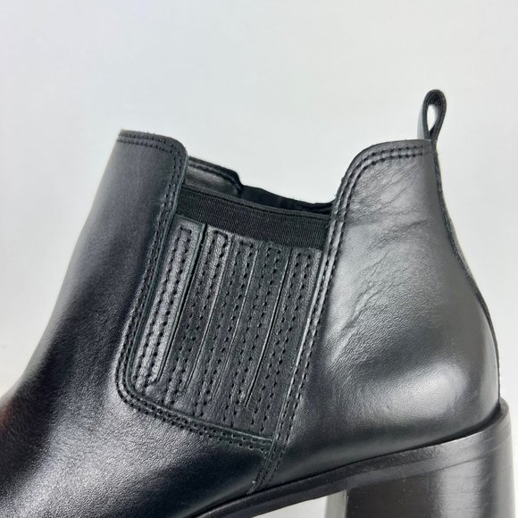 Lucky Brand Womens Debruh Black Leather Heeled Bootie Chunky Ankle Boots size 10 - Picture 11 of 16
